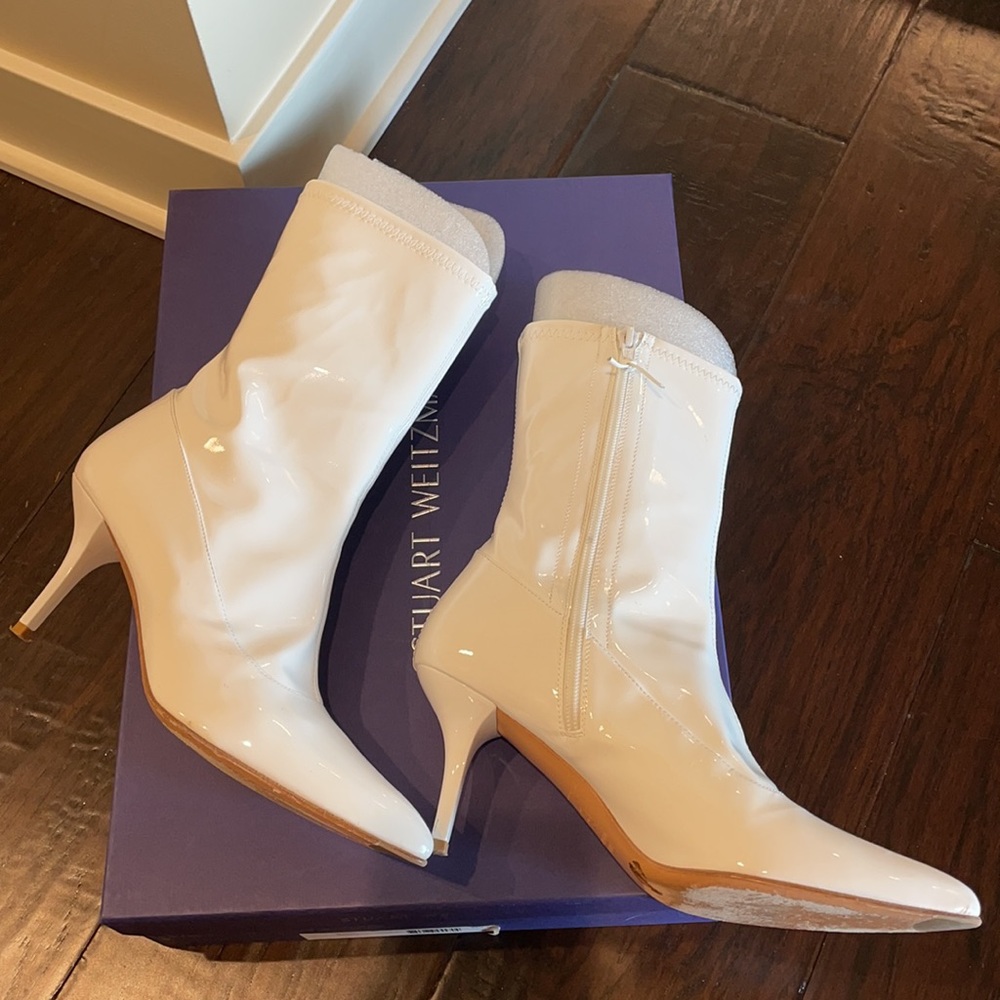 Worn once. Stuart Weitzman clingy boot in white. - Picture 5 of 10
